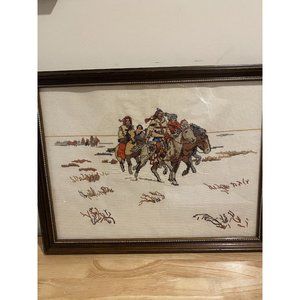 Needlepoint American Natives riding on horses